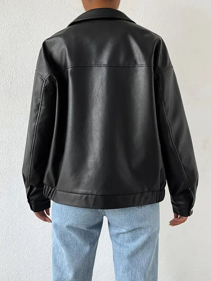Drune | Kunstleder Reißverschlussjacke