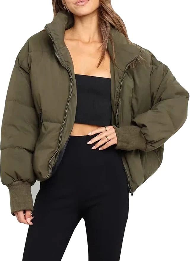 Drune | Kurze Pufferjacke Übergröße Reißverschlussjacke