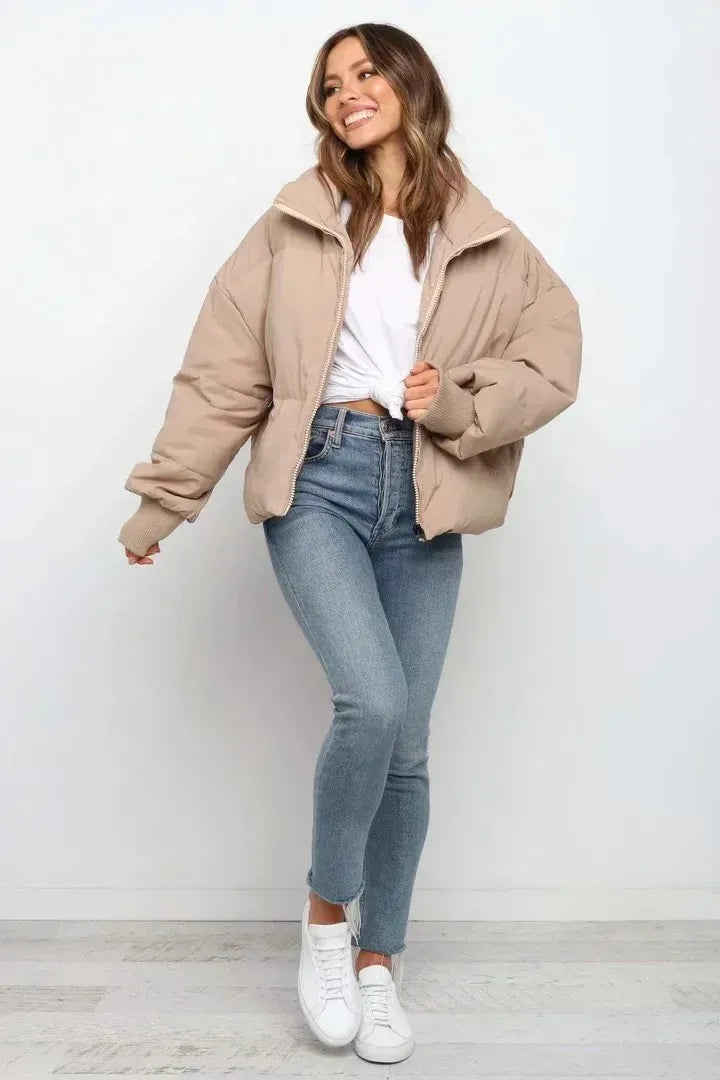 Drune | Kurze Pufferjacke Übergröße Reißverschlussjacke