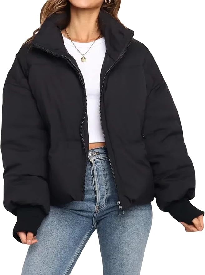 Drune | Kurze Pufferjacke Übergröße Reißverschlussjacke