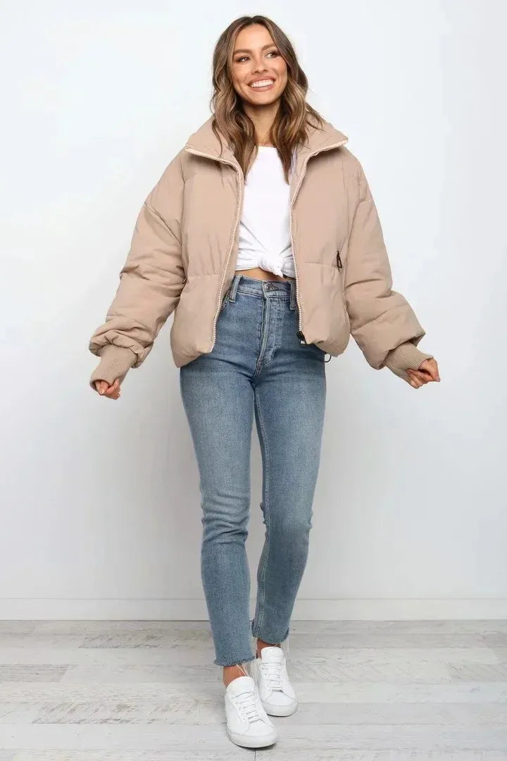 Drune | Kurze Pufferjacke Übergröße Reißverschlussjacke