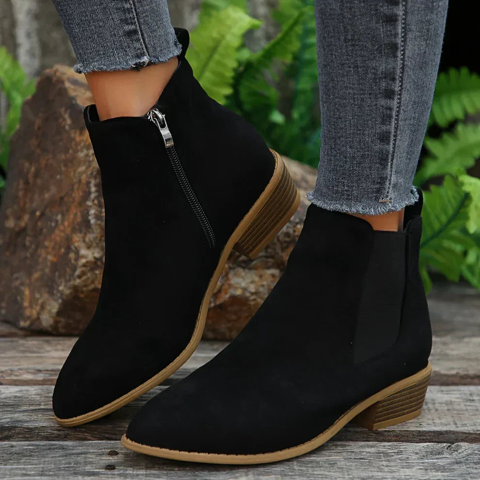 DamenAnkleBoots Mit Reißverschluss Damen Drune
