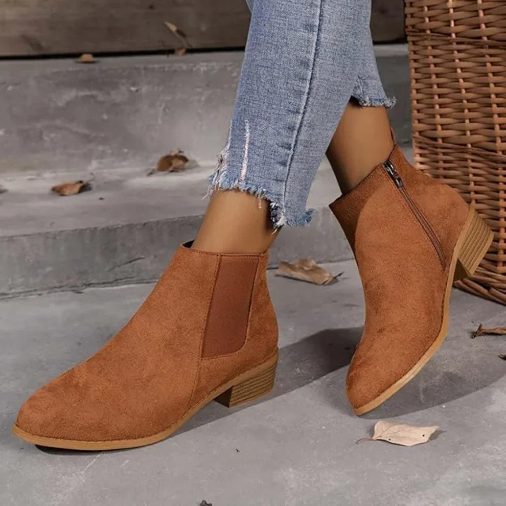 DamenAnkleBoots Mit Reißverschluss Damen Drune