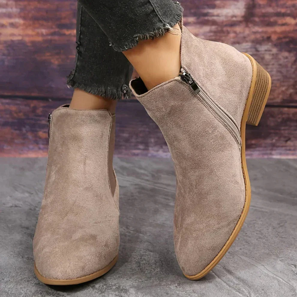 DamenAnkleBoots Mit Reißverschluss Damen Drune
