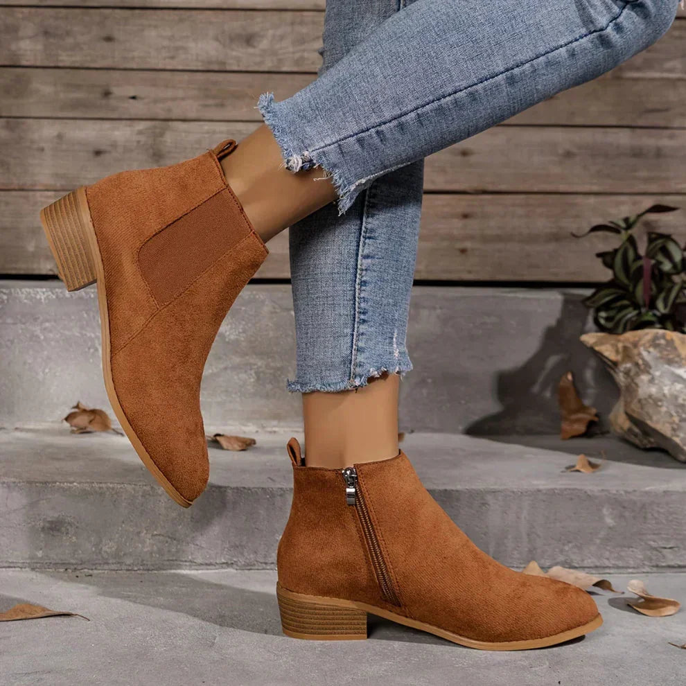 DamenAnkleBoots Mit Reißverschluss Damen Drune