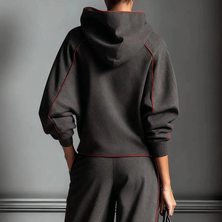 Drune | Charcoal Red Kontrast Bind Hoodie