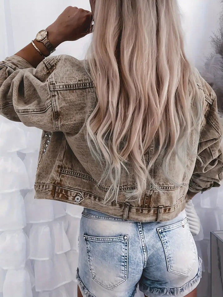 Drune | Nieten Denimjacke Auffällige mit Strass Verziert