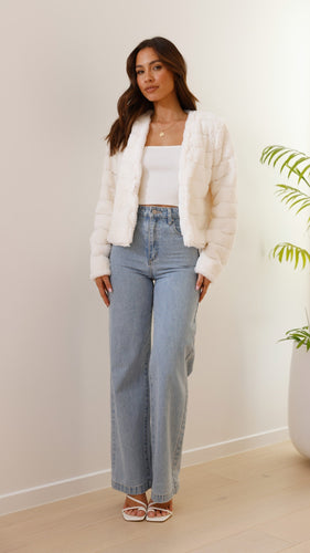 Drune | Gestepptes Kunstpelz-Cropped-Jacke mit Offener Vorderseite - Strukturiert Passform für Stilvollen Komfort