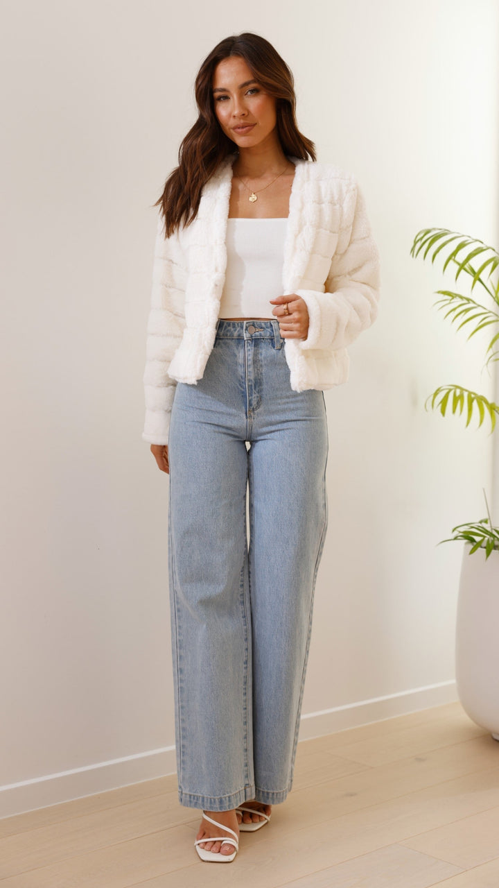 Drune | Gestepptes Kunstpelz-Cropped-Jacke mit Offener Vorderseite - Strukturiert Passform für Stilvollen Komfort
