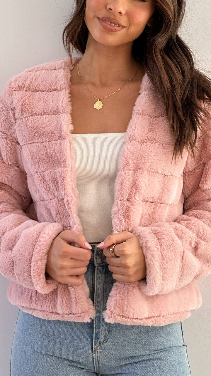 Drune | Gestepptes Kunstpelz-Cropped-Jacke mit Offener Vorderseite - Strukturiert Passform für Stilvollen Komfort