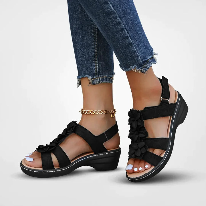 Drune | Orthopädische Sandalen Mit Blumenmuster Für Damen