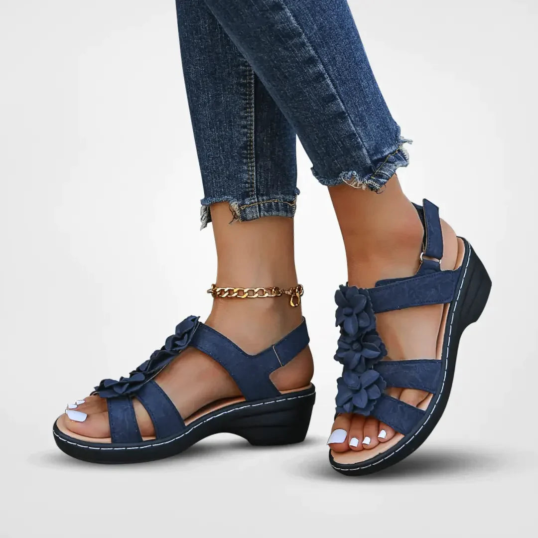 Drune | Orthopädische Sandalen Mit Blumenmuster Für Damen