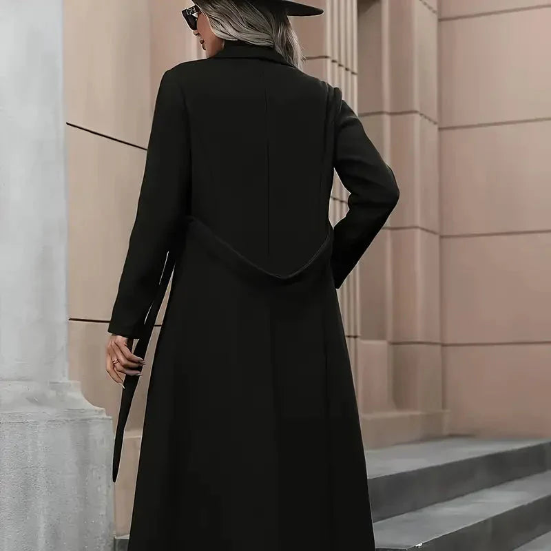 Drune | Damen Lange Gürtel Trenchcoat Taillierte Passform