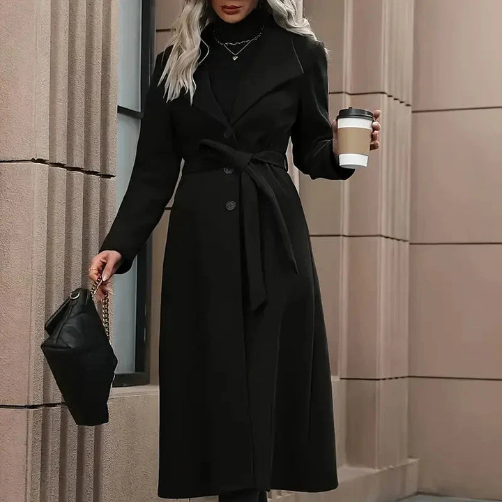 Drune | Damen Lange Gürtel Trenchcoat Taillierte Passform