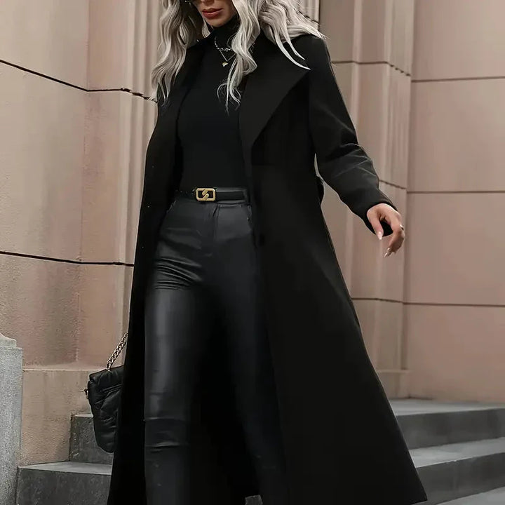 Drune | Damen Lange Gürtel Trenchcoat Taillierte Passform