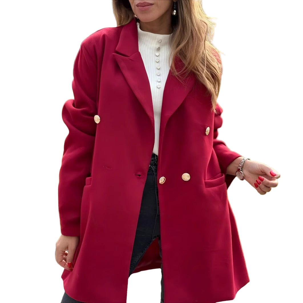 Drune | Damen Oversized Blazer Jacke Doppelknopf Stil