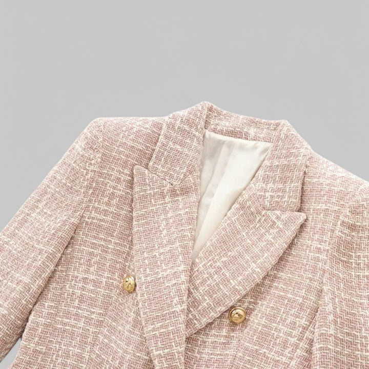 Drune | Klassischer Doppelreiher Pink Tweed Blazer