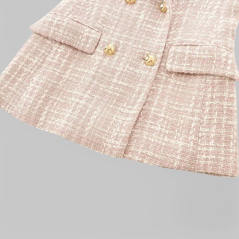 Drune | Klassischer Doppelreiher Pink Tweed Blazer