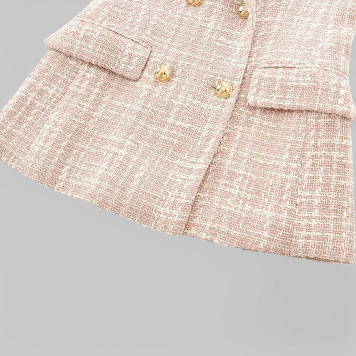 Drune | Klassischer Doppelreiher Pink Tweed Blazer
