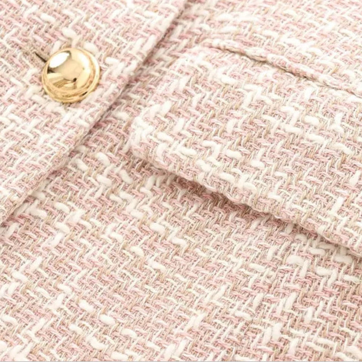 Drune | Klassischer Doppelreiher Pink Tweed Blazer