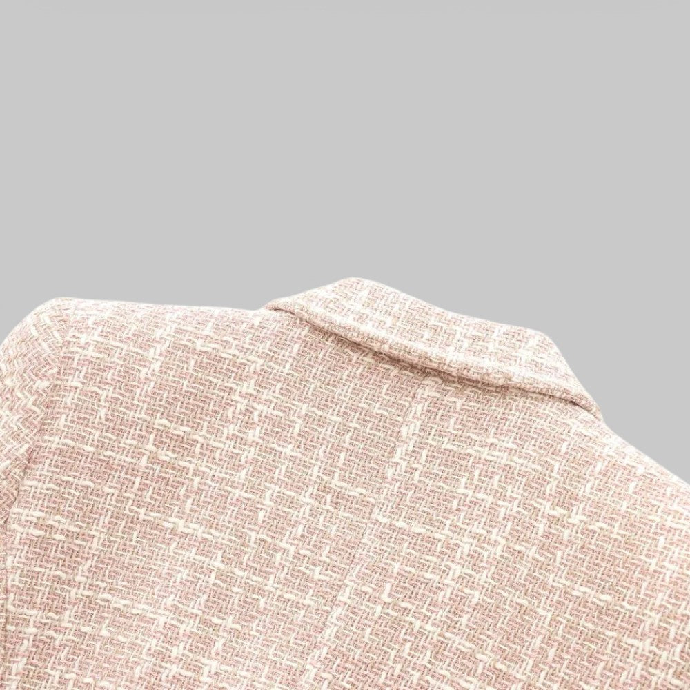 Drune | Klassischer Doppelreiher Pink Tweed Blazer