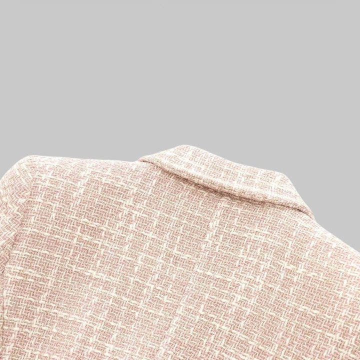 Drune | Klassischer Doppelreiher Pink Tweed Blazer