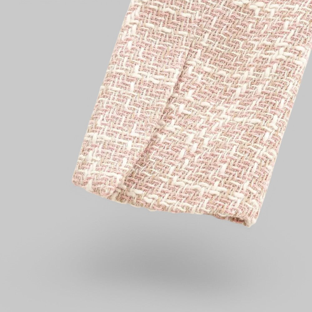 Drune | Klassischer Doppelreiher Pink Tweed Blazer