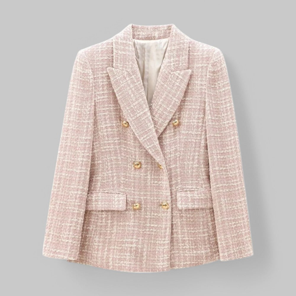 Drune | Klassischer Doppelreiher Pink Tweed Blazer