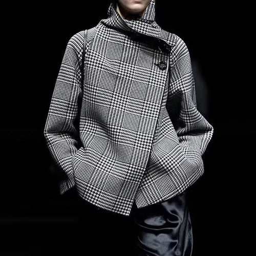 Drune | Damen Wollmix Übergröße Jacke Karo Design