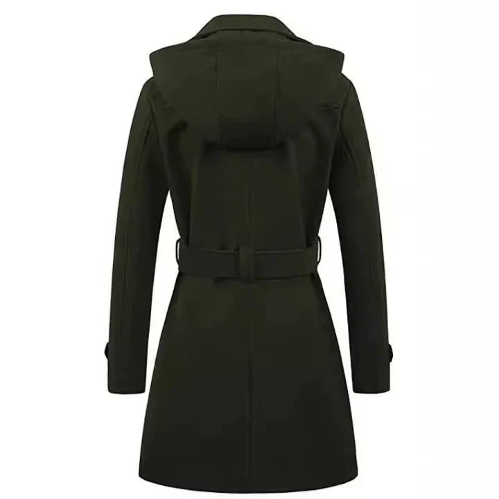 Drune | Damen Taillierter Fit Kapuzenmantel mit Gürteltaille