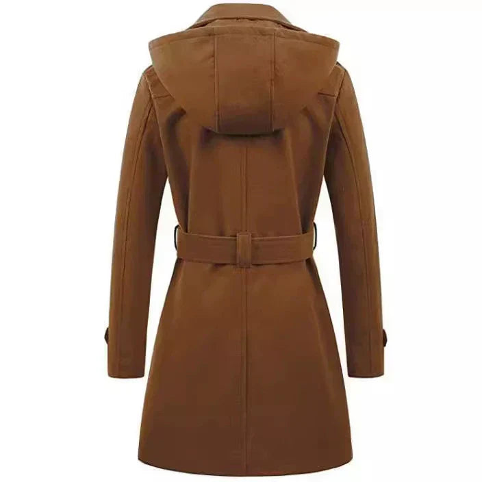 Drune | Damen Taillierter Fit Kapuzenmantel mit Gürteltaille
