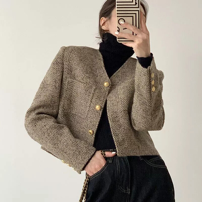 Drune | Damen Verkürzter Kragenloser Blazer