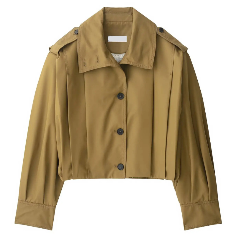 Drune | Frauen Relaxed Fit Cropped Jacke Mit Knöpfen Manschetten