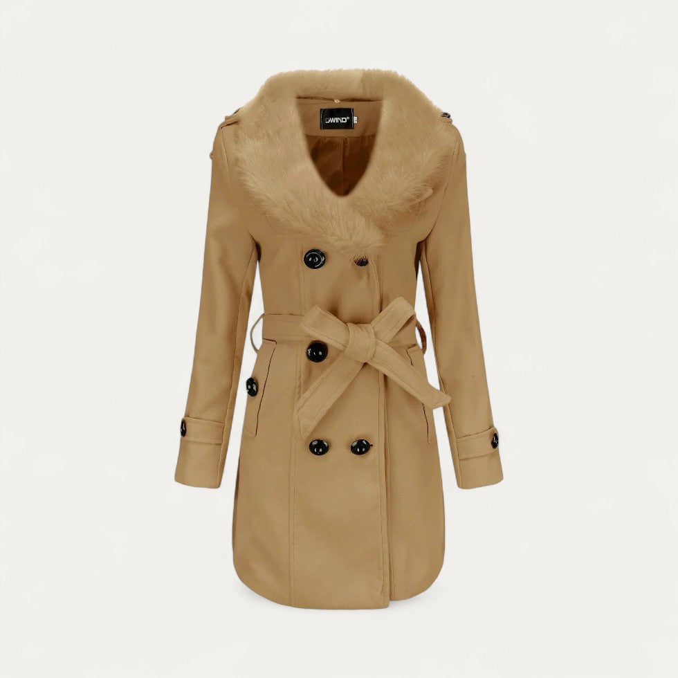 Drune | Damen Wendewickeltrenchcoat mit Kunstfell