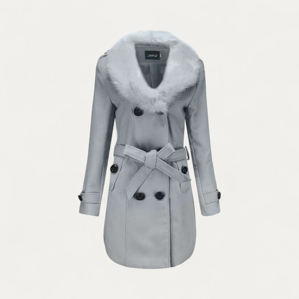 Drune | Damen Wendewickeltrenchcoat mit Kunstfell