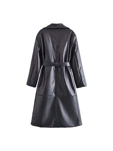 Drune | Damen Kunstleder Trenchcoat mit Modernem Design