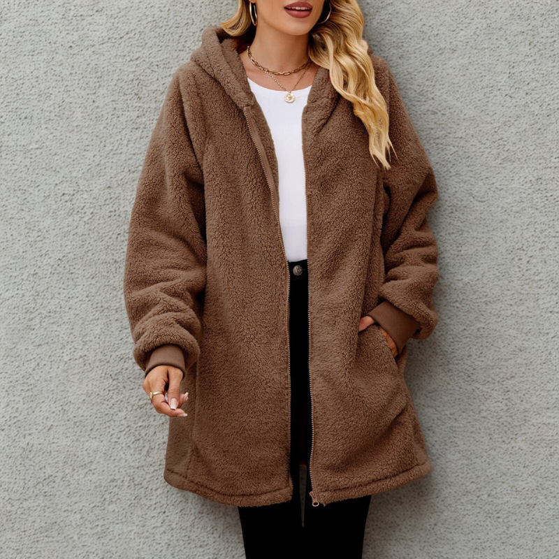 Drune | Damen Plüsch Hoodie Jacke Oversized Passform