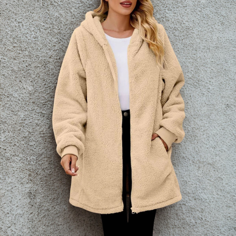 Drune | Damen Plüsch Hoodie Jacke Oversized Passform