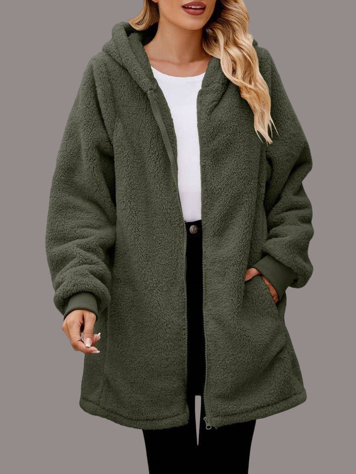 Drune | Damen Plüsch Hoodie Jacke Oversized Passform