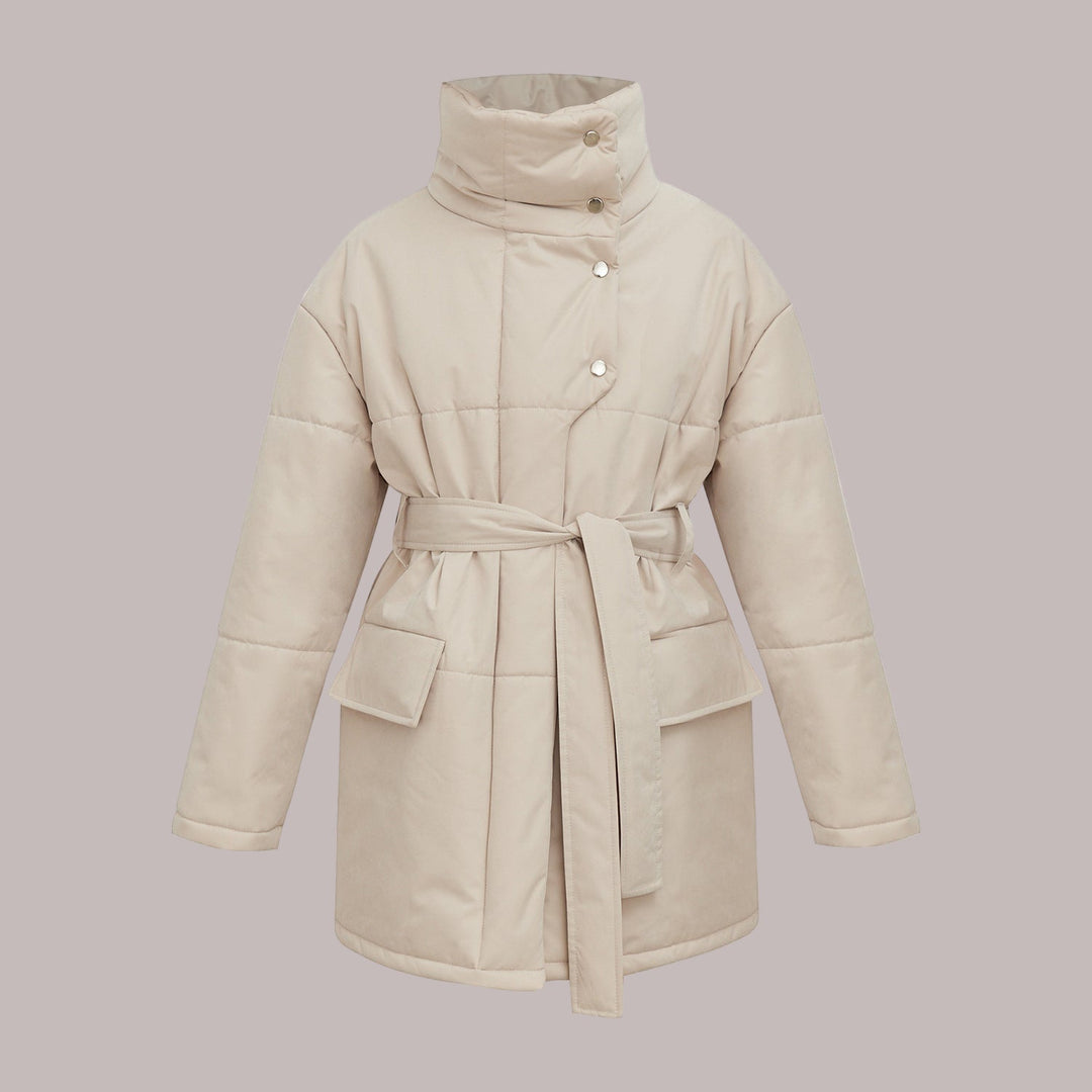 Drune | Damen Gequiltete Baumwolljacke Oversized & Mit Gürtel
