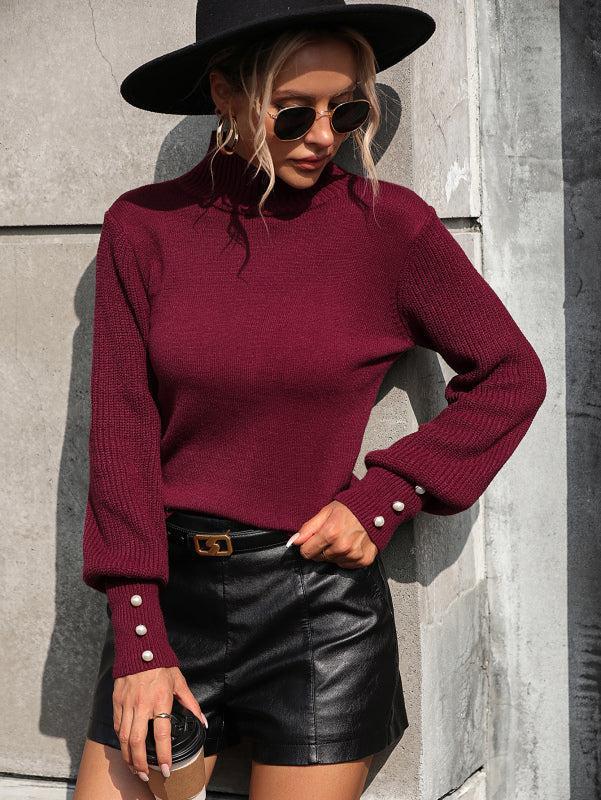 Drune | Pullover - Damen Herbst Strick Rollkragenpullover mit besetzten Ärmeln