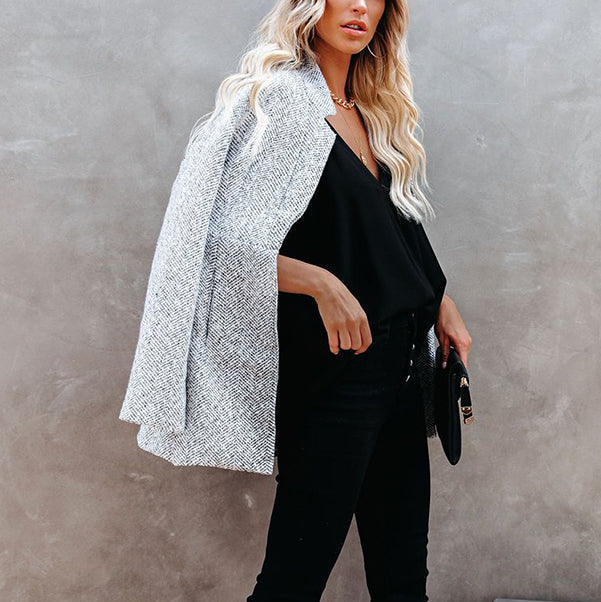 Drune | Damen Hellgrauer Longline Mantel Lässiger Stil