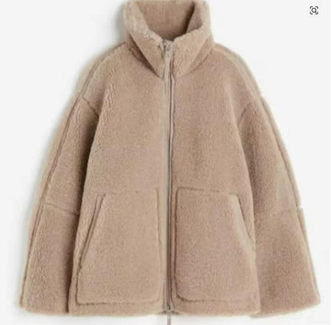 Drune | Damen Übergröße Wolljacke mit Stehkragen