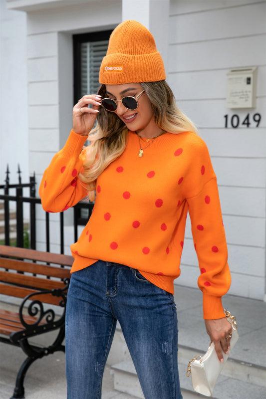 Drune | Pullover - Frauen Winter Polka Dots Strickpullover