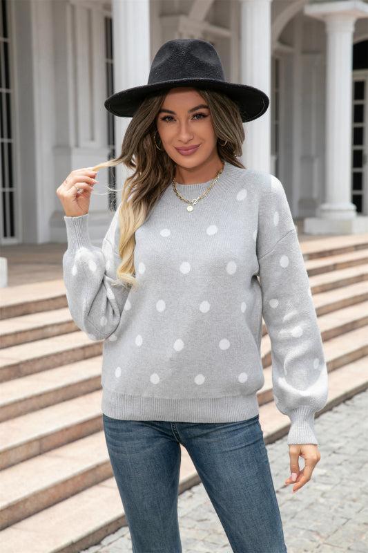 Drune | Pullover - Frauen Winter Polka Dots Strickpullover