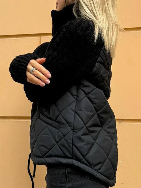 Drune | Gesteppte Jacke Texturierte Ärmel mit Reißverschluss Funnel Neck
