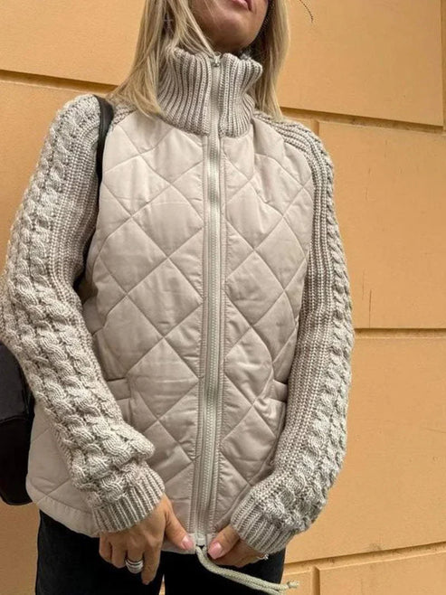 Drune | Gesteppte Jacke Texturierte Ärmel mit Reißverschluss Funnel Neck