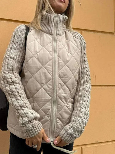 Drune | Gesteppte Jacke Texturierte Ärmel mit Reißverschluss Funnel Neck