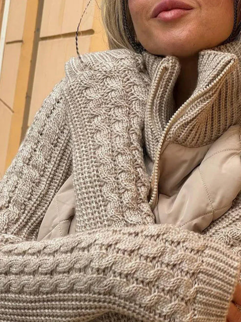 Drune | Gesteppte Jacke Texturierte Ärmel mit Reißverschluss Funnel Neck