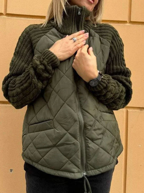 Drune | Gesteppte Jacke Texturierte Ärmel mit Reißverschluss Funnel Neck